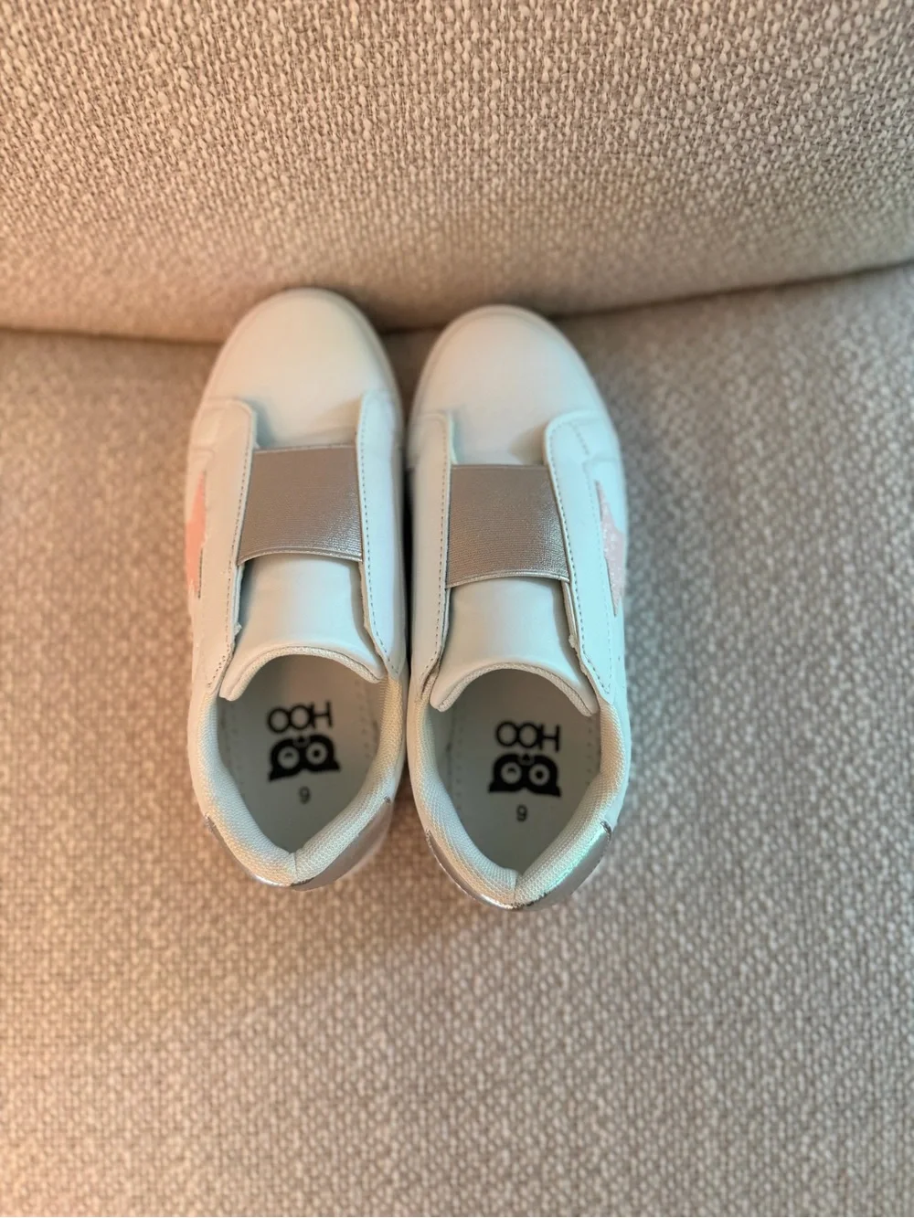 Kids White Slip-On Sneakers with Pink Accent